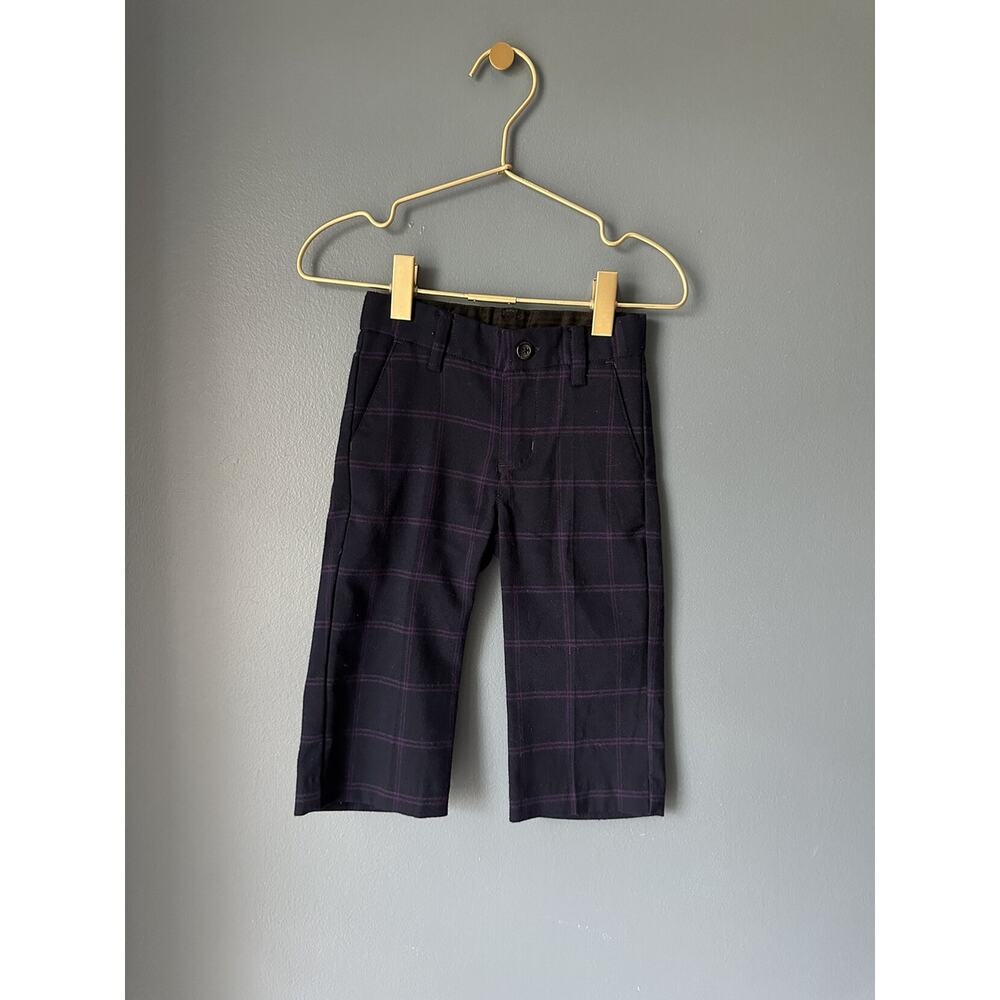 Janie And Jack Navy And Purple Plaid Pants‎